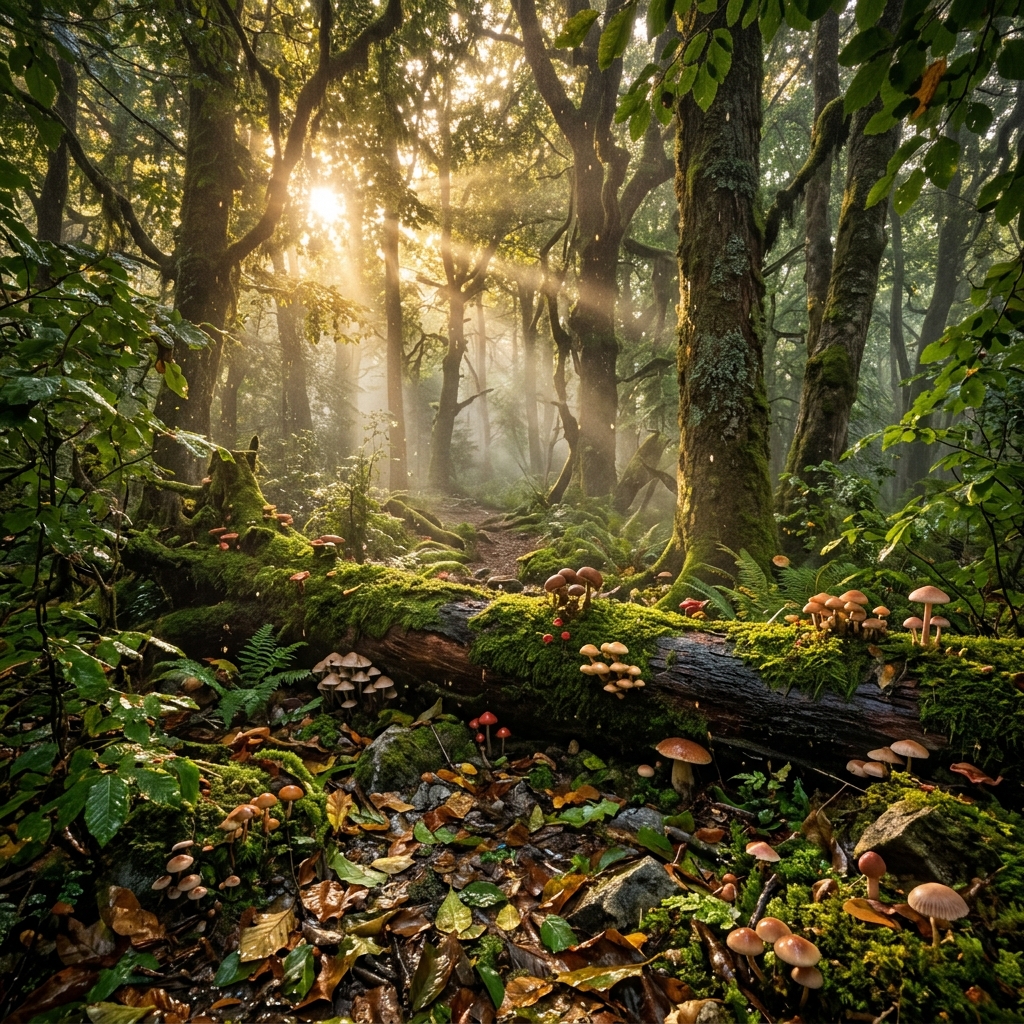 Cogumelos em floresta
